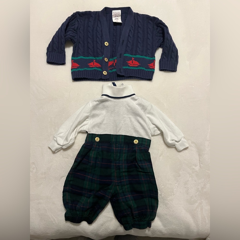Good Lad Baby Plaid Boy Outfit 12 Months USA made Vintage Wool Cotton holiday